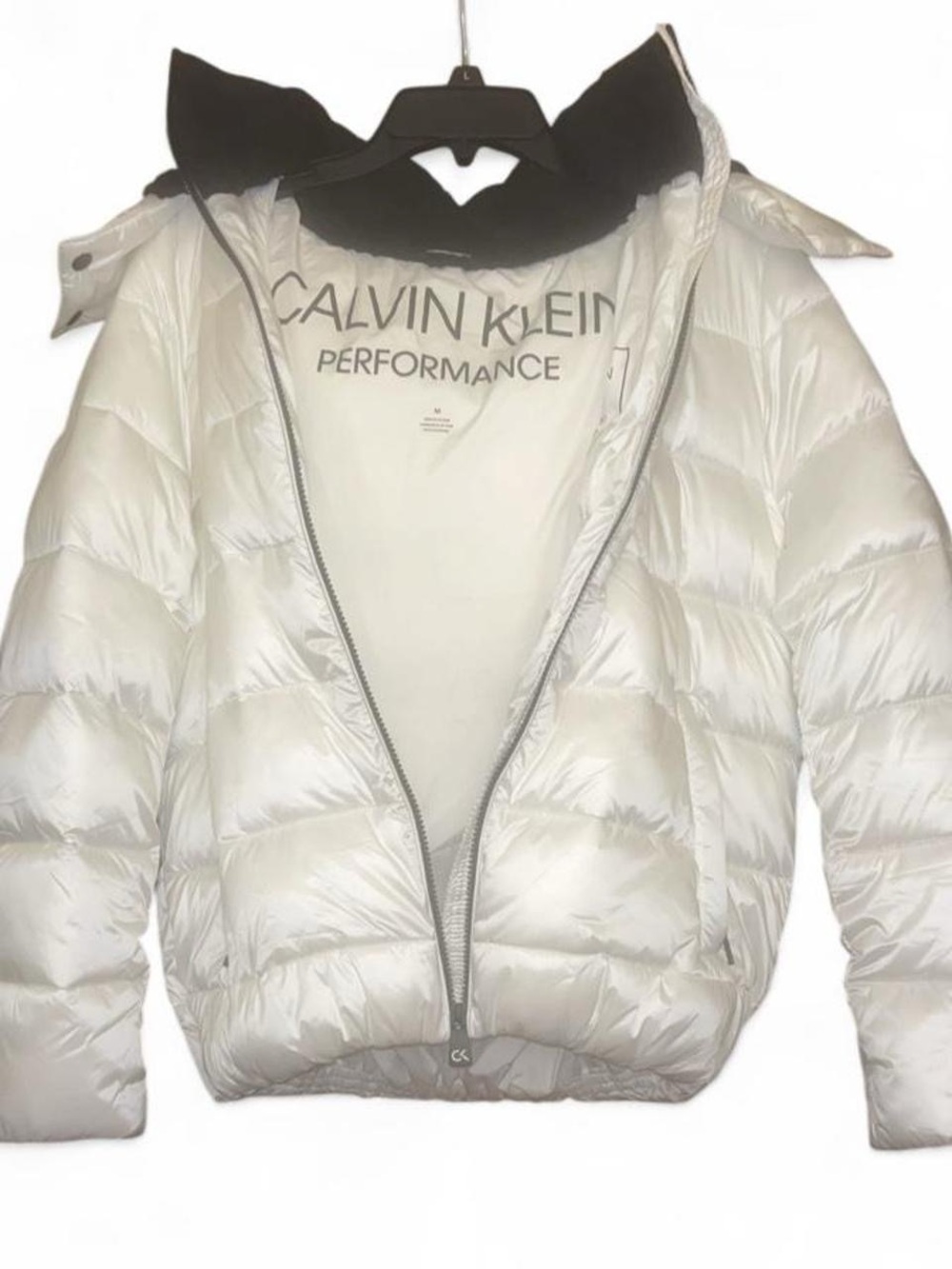 Calvin Klein Performance White Black Hooded Puffer Jacket M